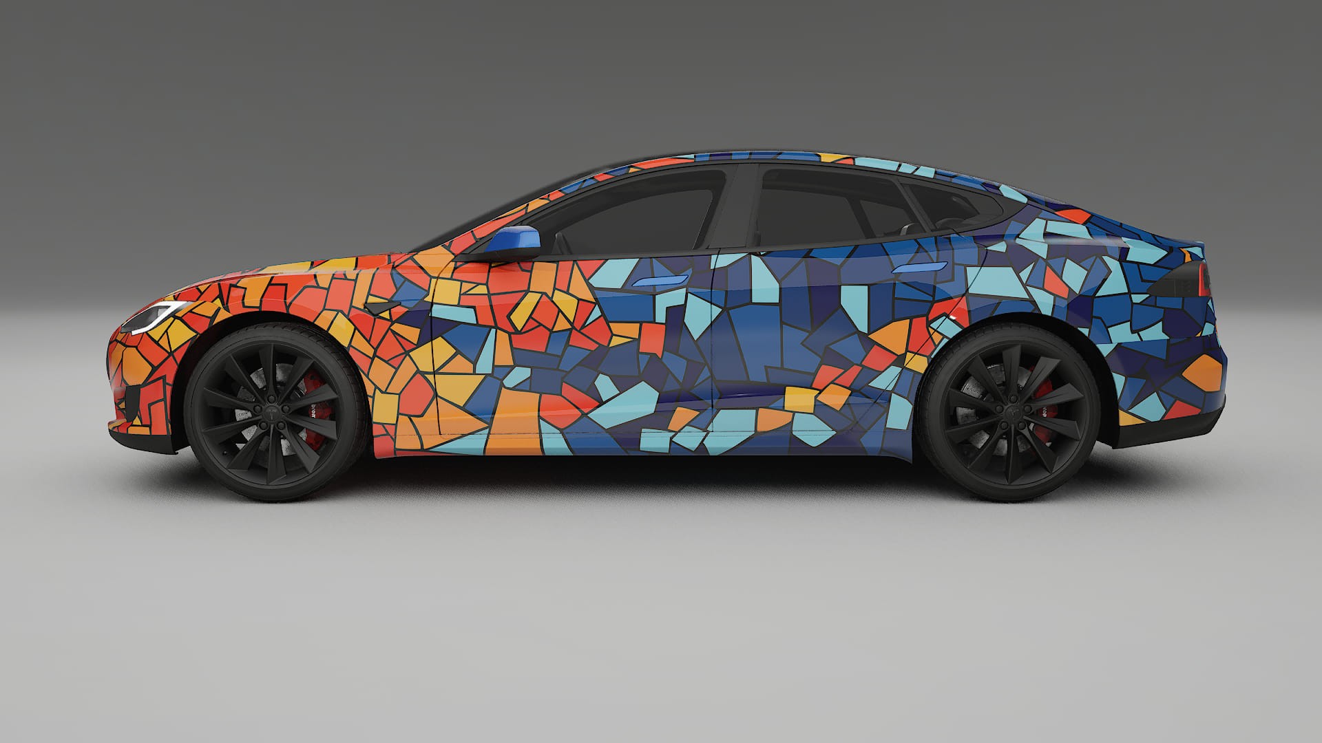 Tesla Model-S BARCELONA – Design-Wrap PPF-Kit aus bedruckbarer Polyurethanfolie