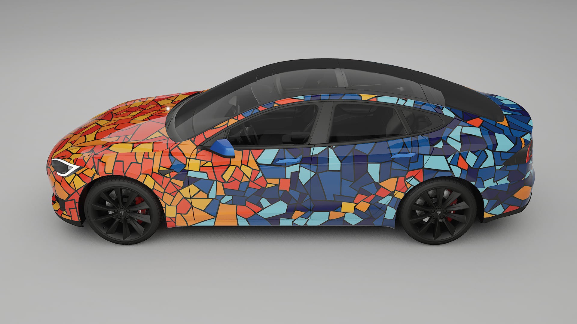 Tesla Model-S BARCELONA – Design-Wrap PPF-Kit aus bedruckbarer Polyurethanfolie