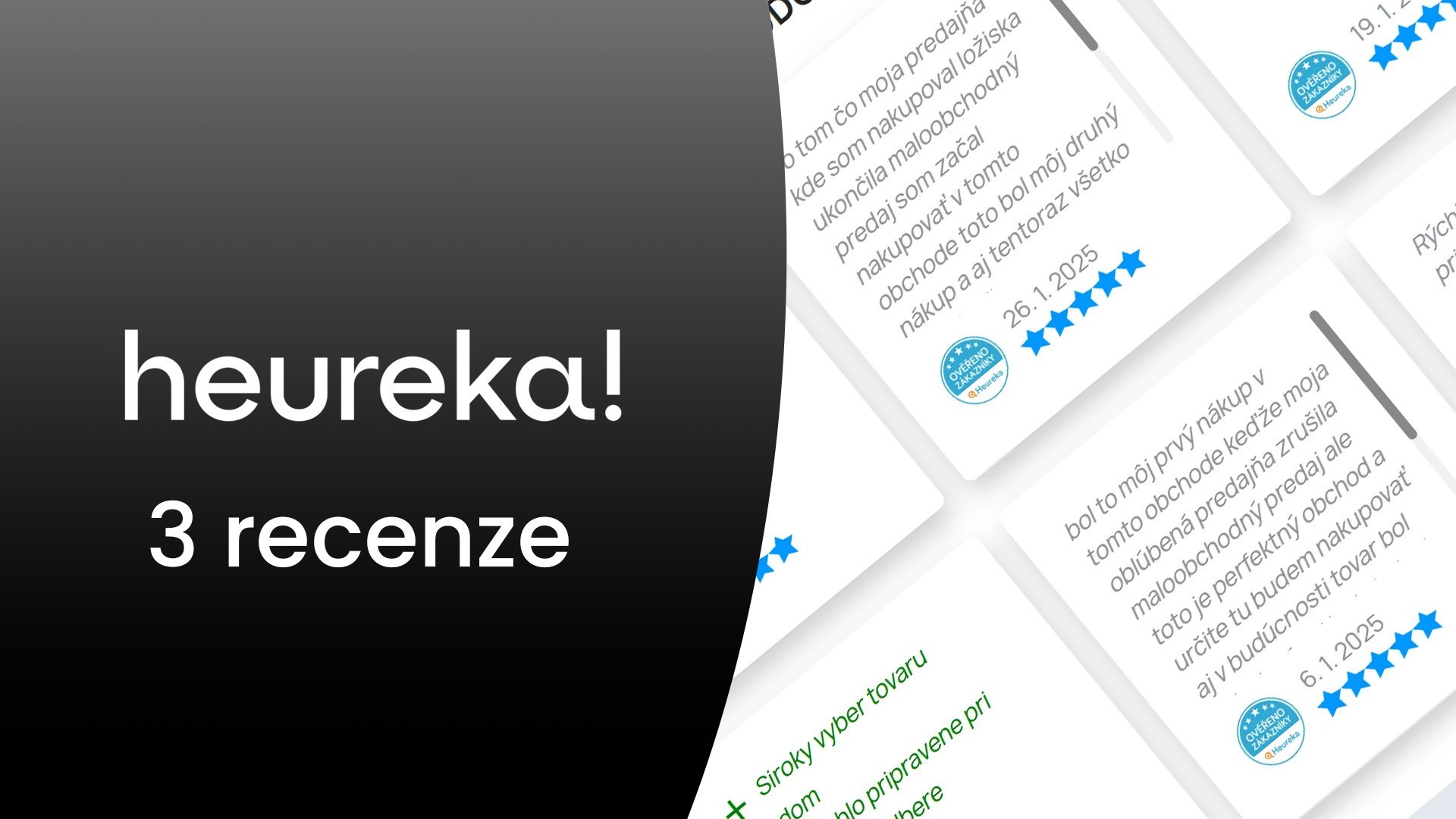 3 Heureka recenze ověřené zákazníky
