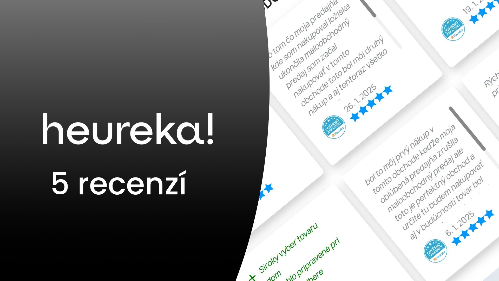 5 Heureka recenzí ověřené zákazníky