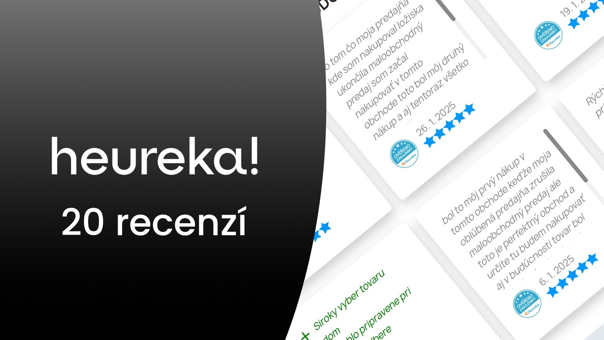 20 Heureka recenze ověřené zákazníky