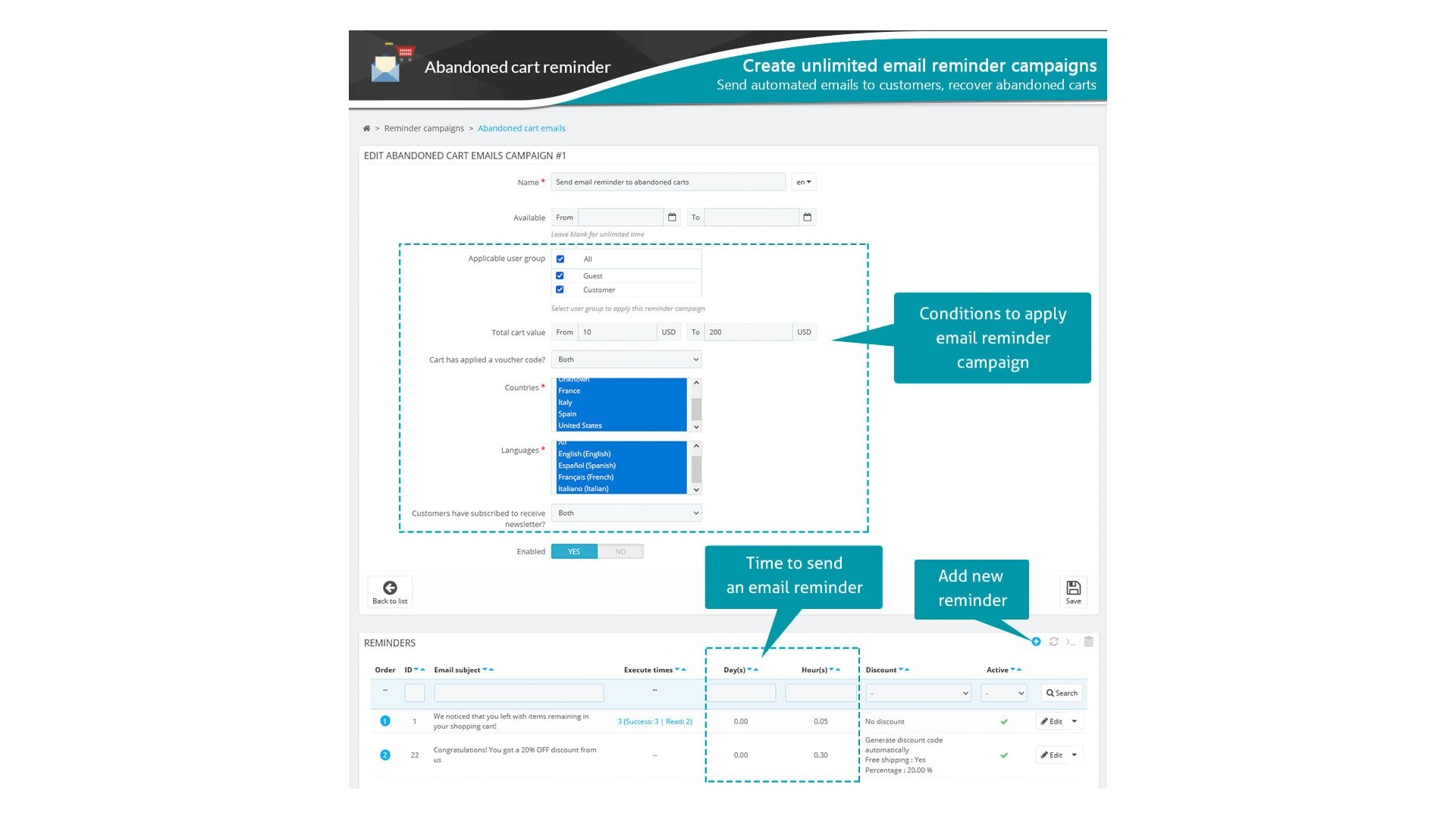 Automatizované připomenutí opuštěného košíku pro zvýšení prodeje