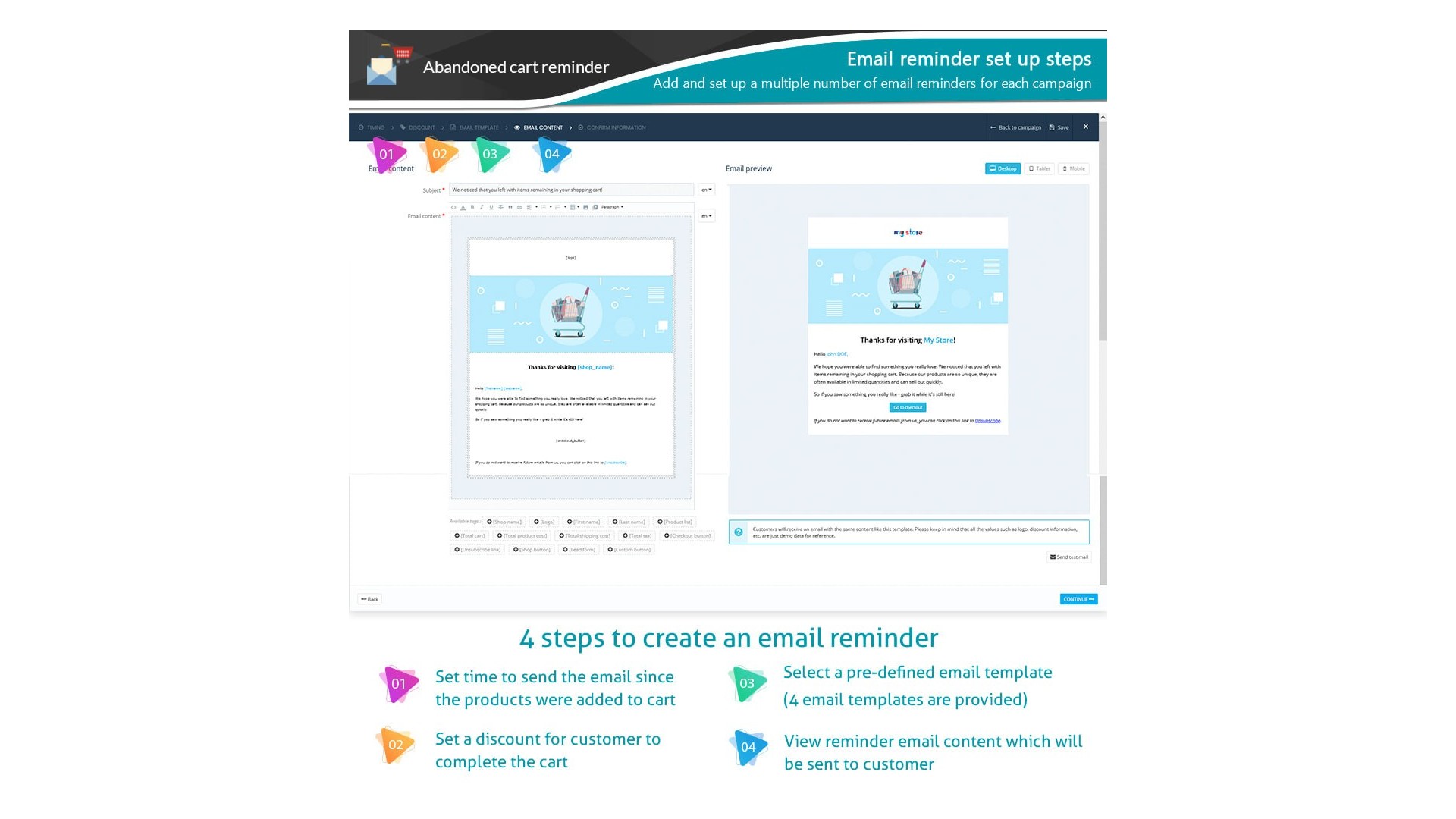Automatizované připomenutí opuštěného košíku pro zvýšení prodeje