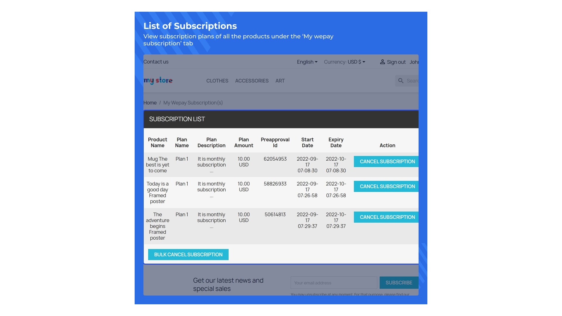 Bezpečná platba a správa předplatného se WePay