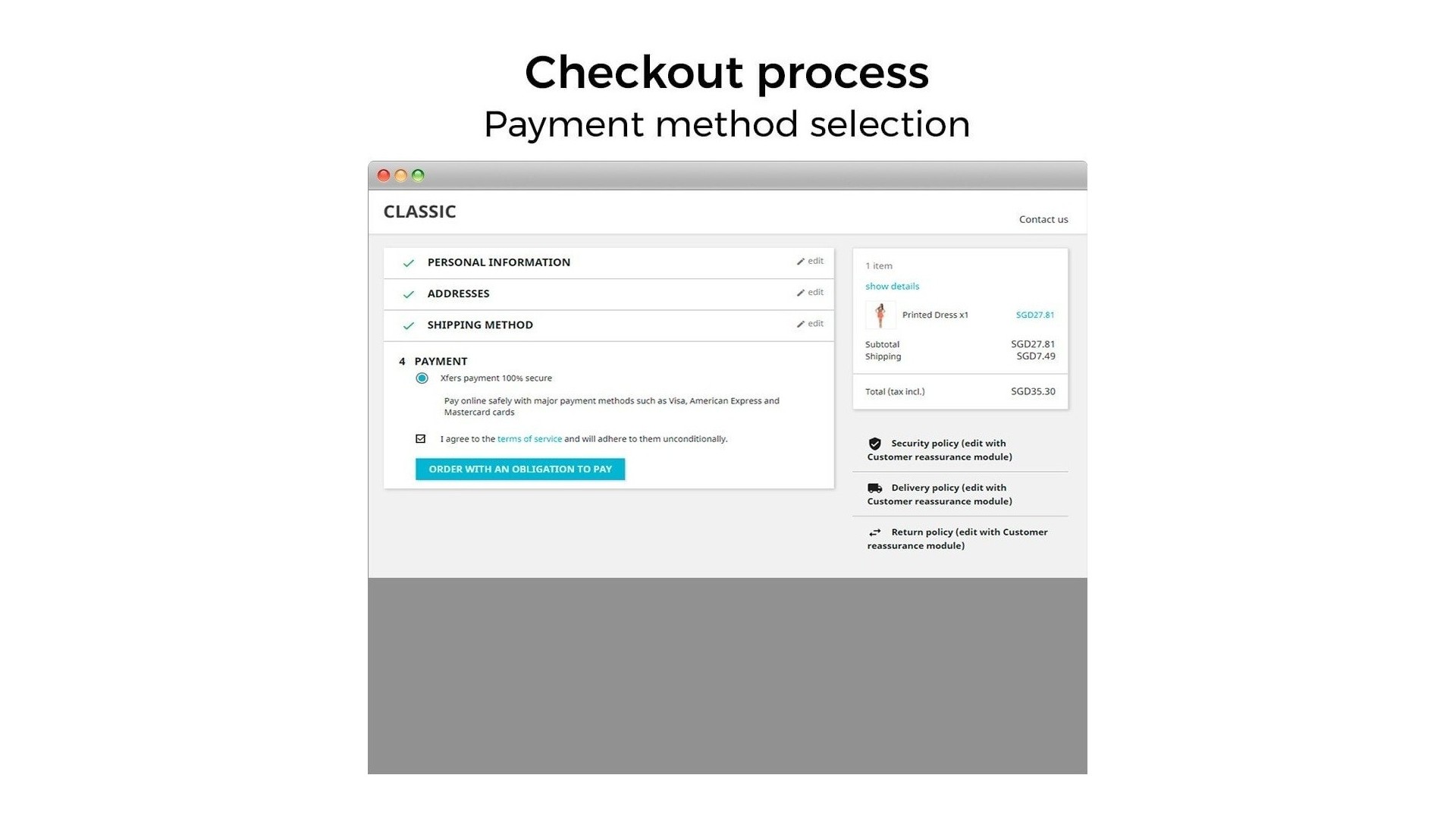 Funkce rychlého a bezpečného platebního řešení Xfers