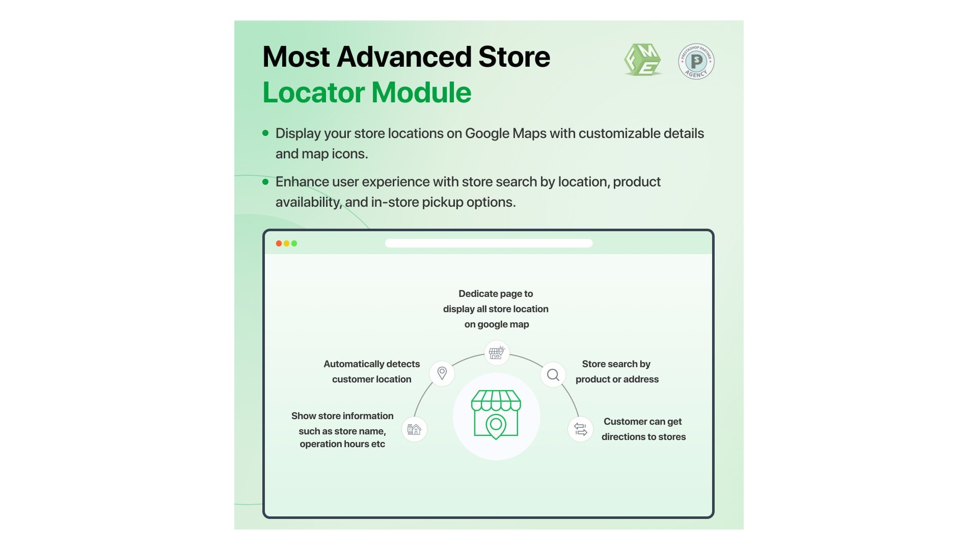 Funkce pro vyhledání obchodu a vyzvednutí s Google Maps