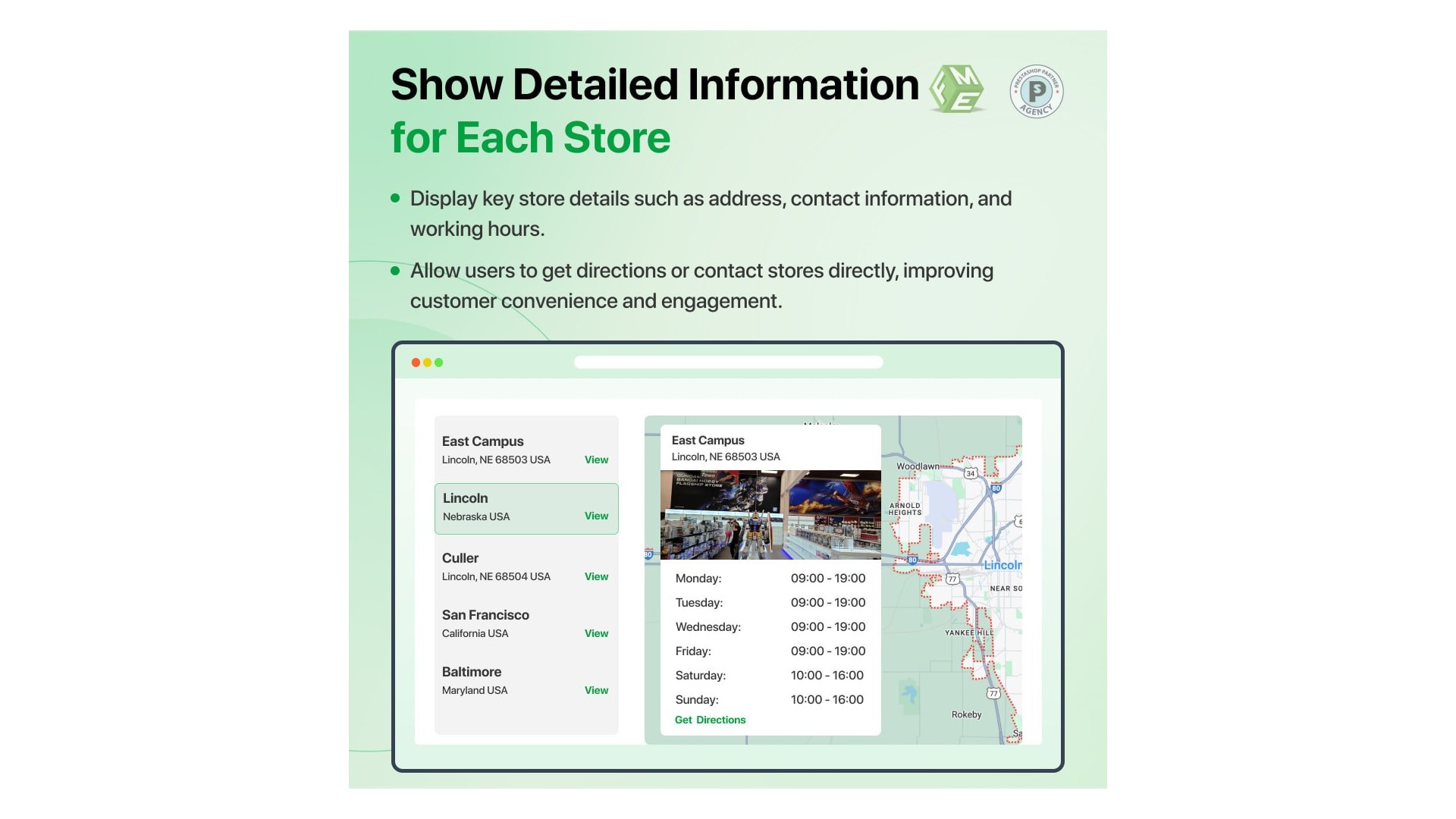 Funkce pro vyhledání obchodu a vyzvednutí s Google Maps