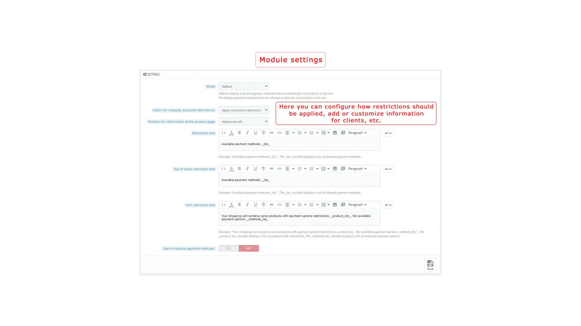 Omezení platebních metod podle produktů a kategorií