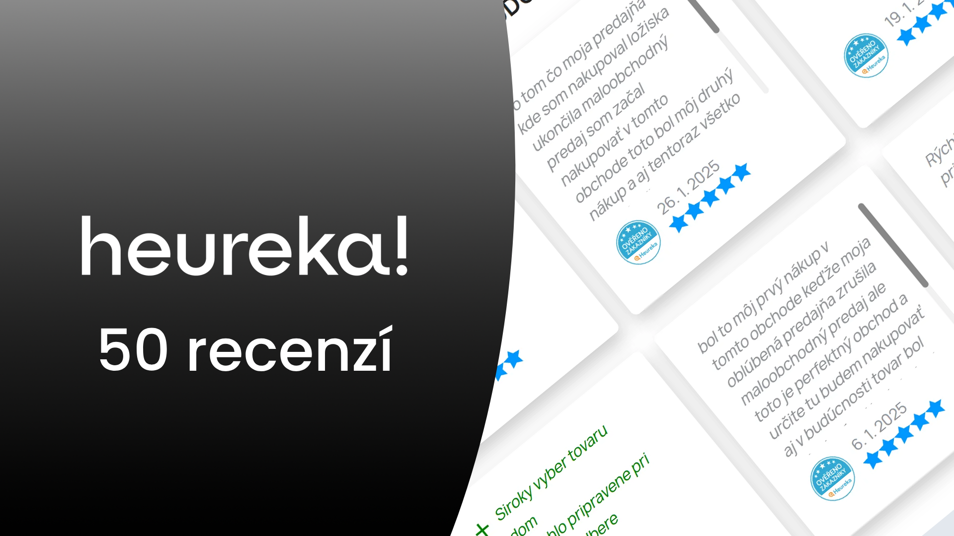 50 Heureka recenzí ověřené zákazníky