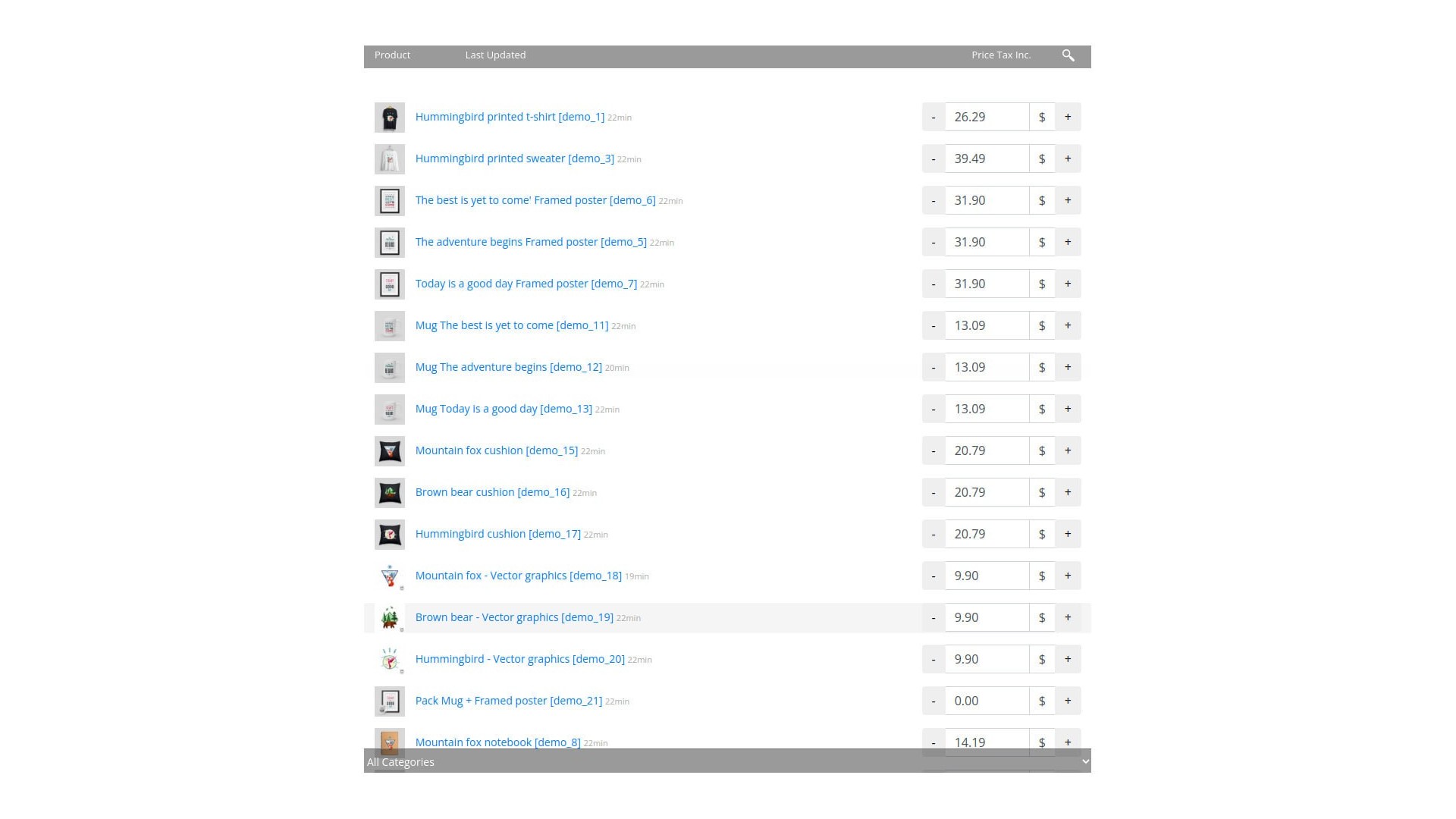 Snadná aktualizace cen, množství a stavu produktů