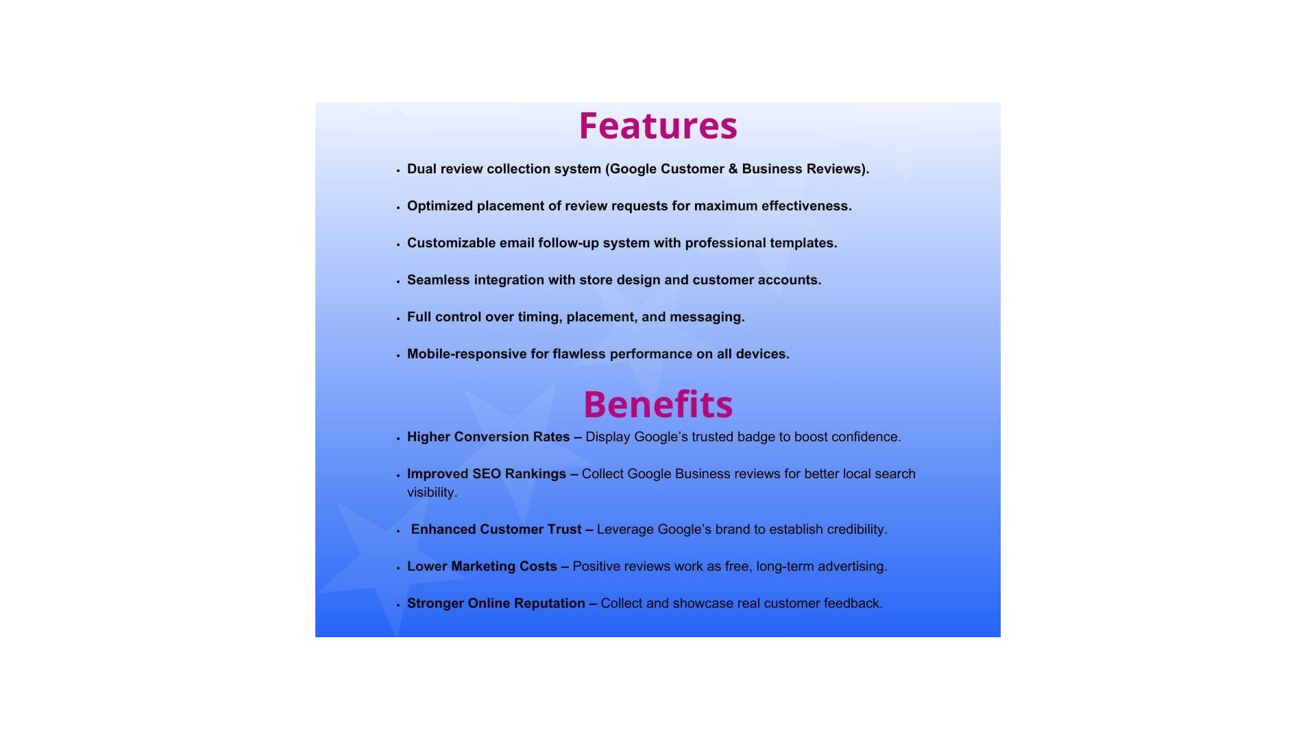 Funkce pro sběr a zobrazení Google recenzí