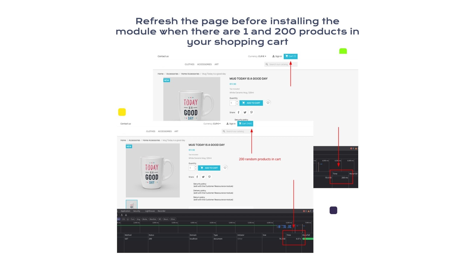 Rychlá funkce pro nákupní košíky s velkým množstvím produktů