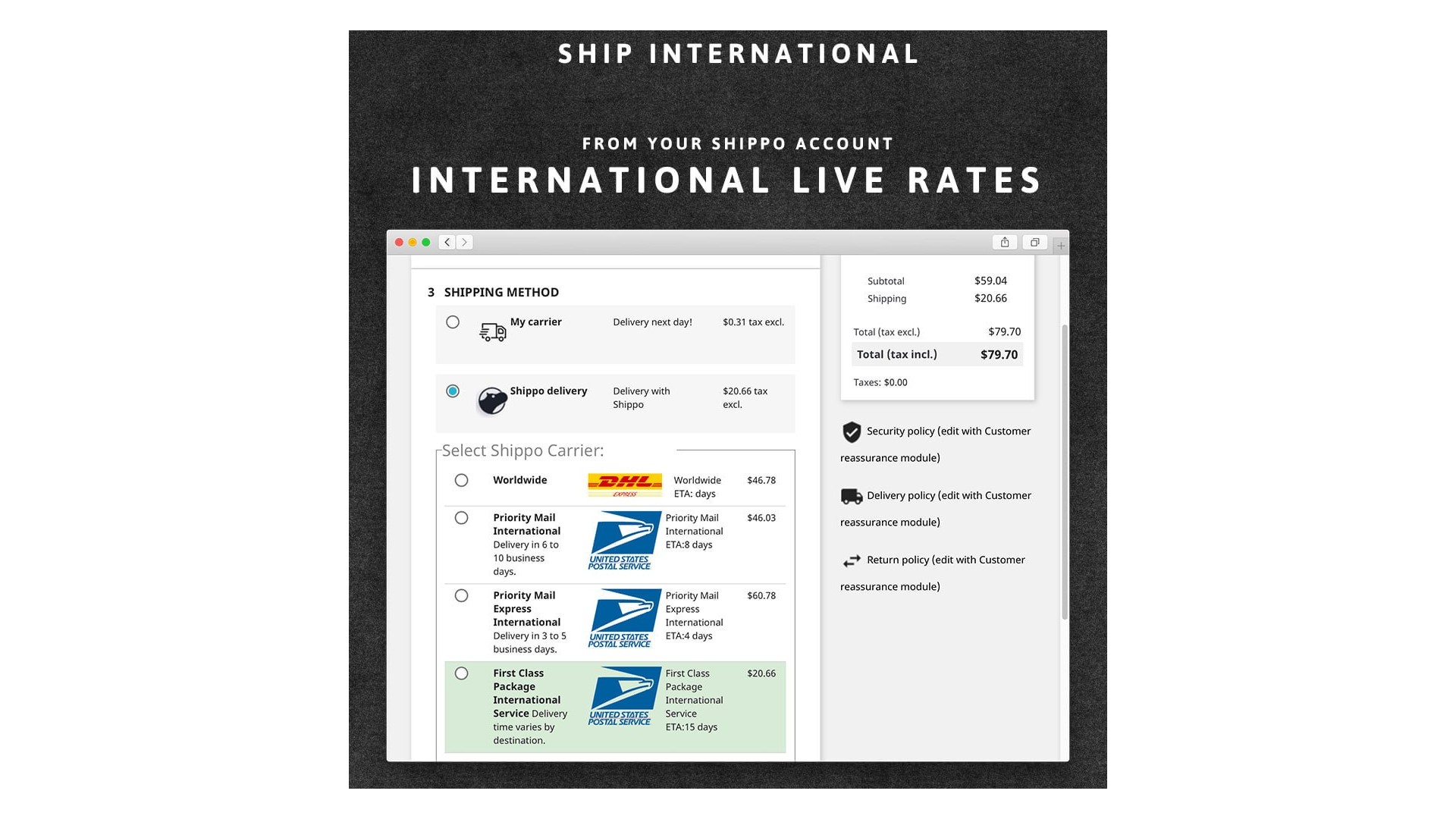 Živě aktualizované sazby dopravy pro váš e-shop