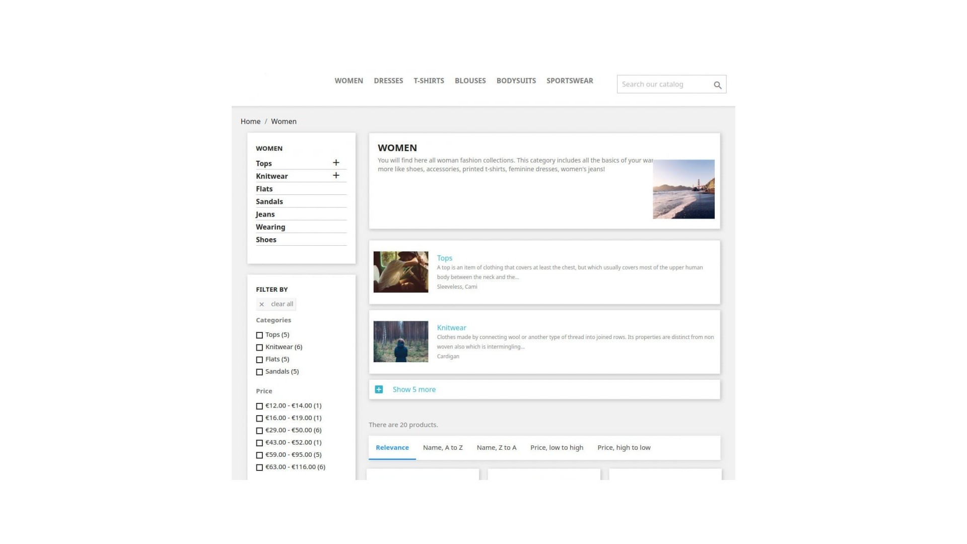 Rychlé zobrazení podkategorií pro lepší navigaci