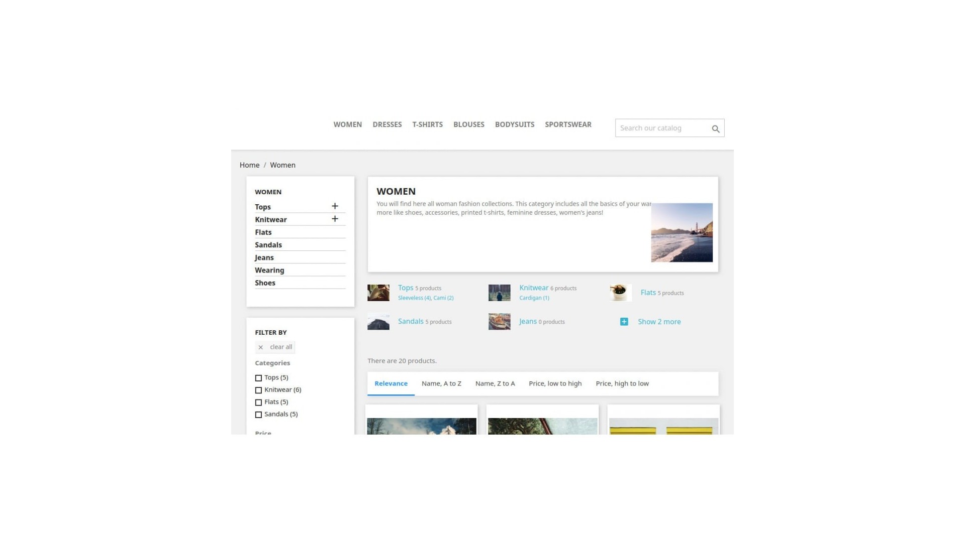 Rychlé zobrazení podkategorií pro lepší navigaci