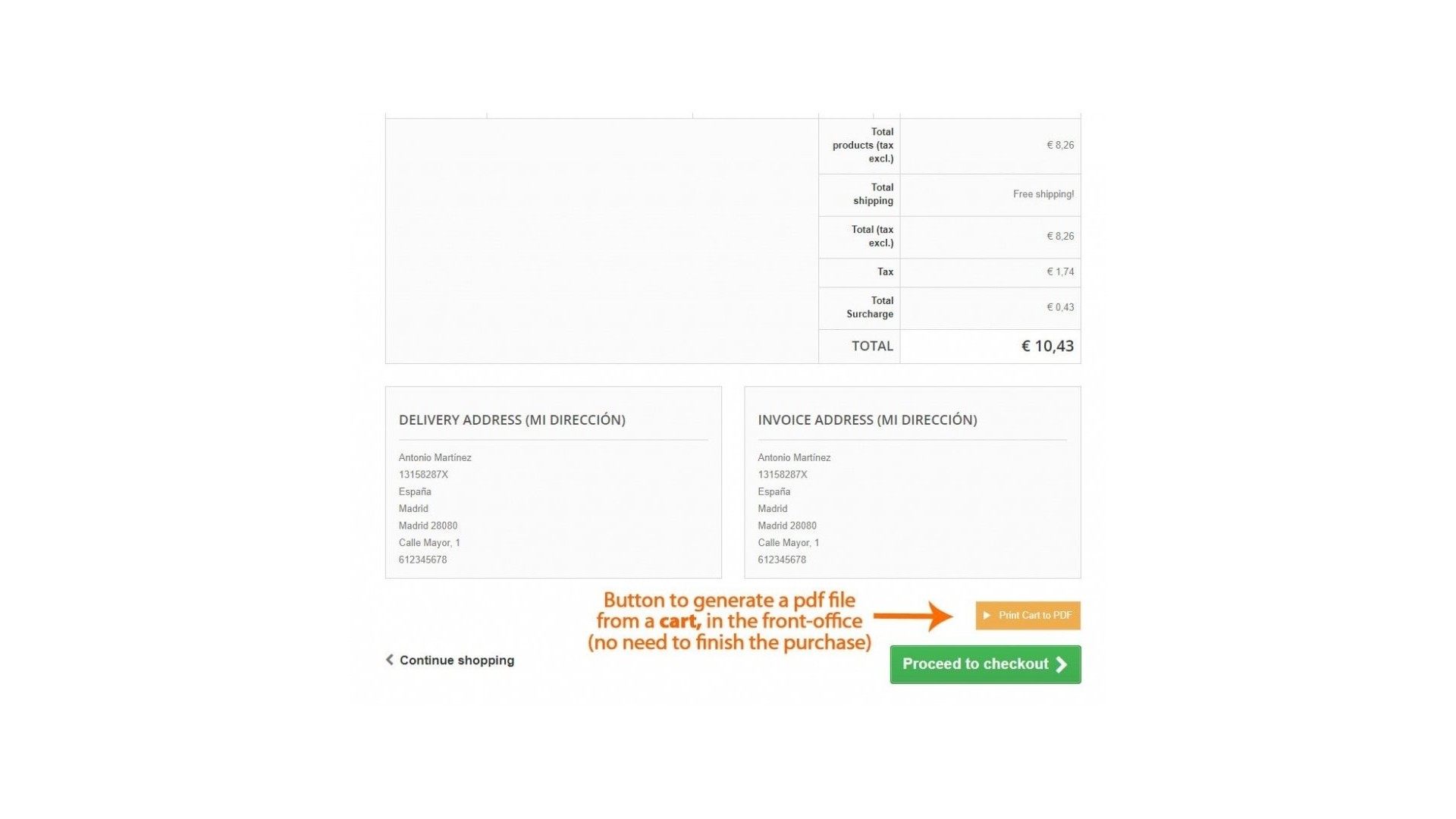 Funkce pro generování PDF a DOC z nákupního košíku