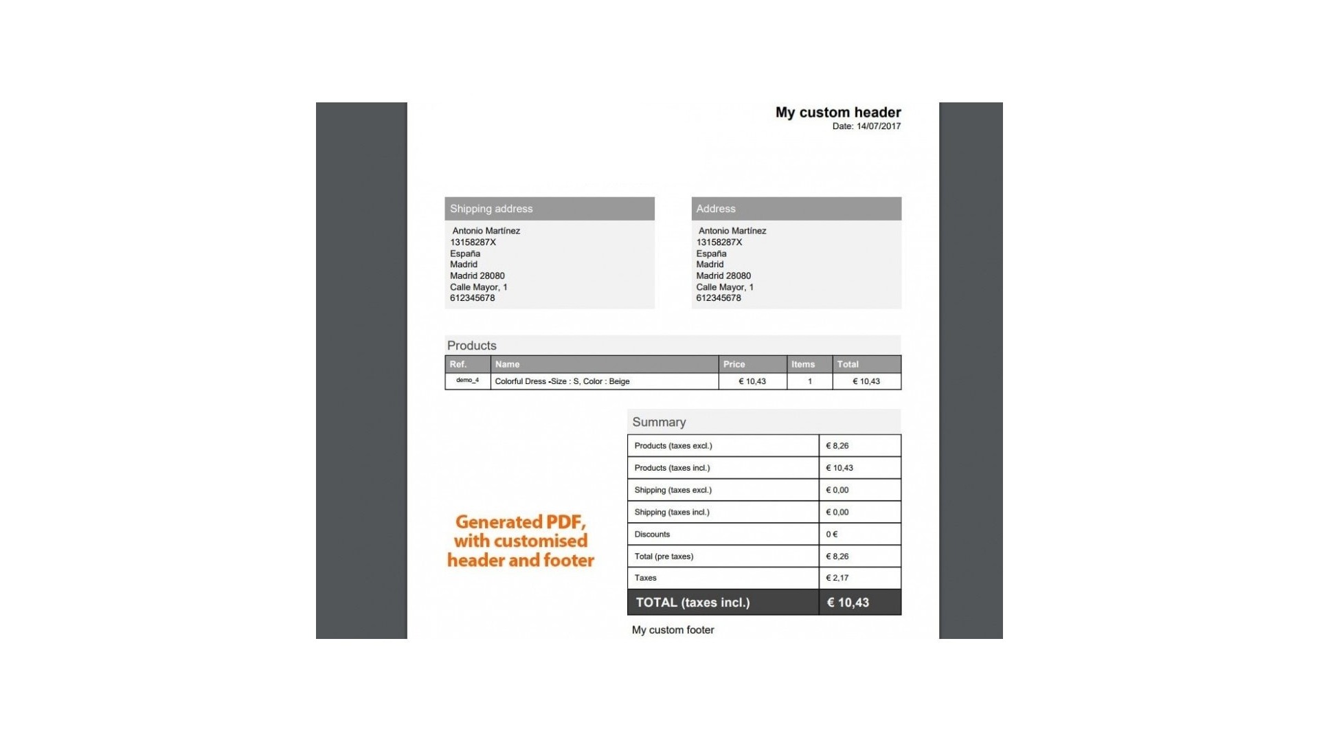 Funkce pro generování PDF a DOC z nákupního košíku