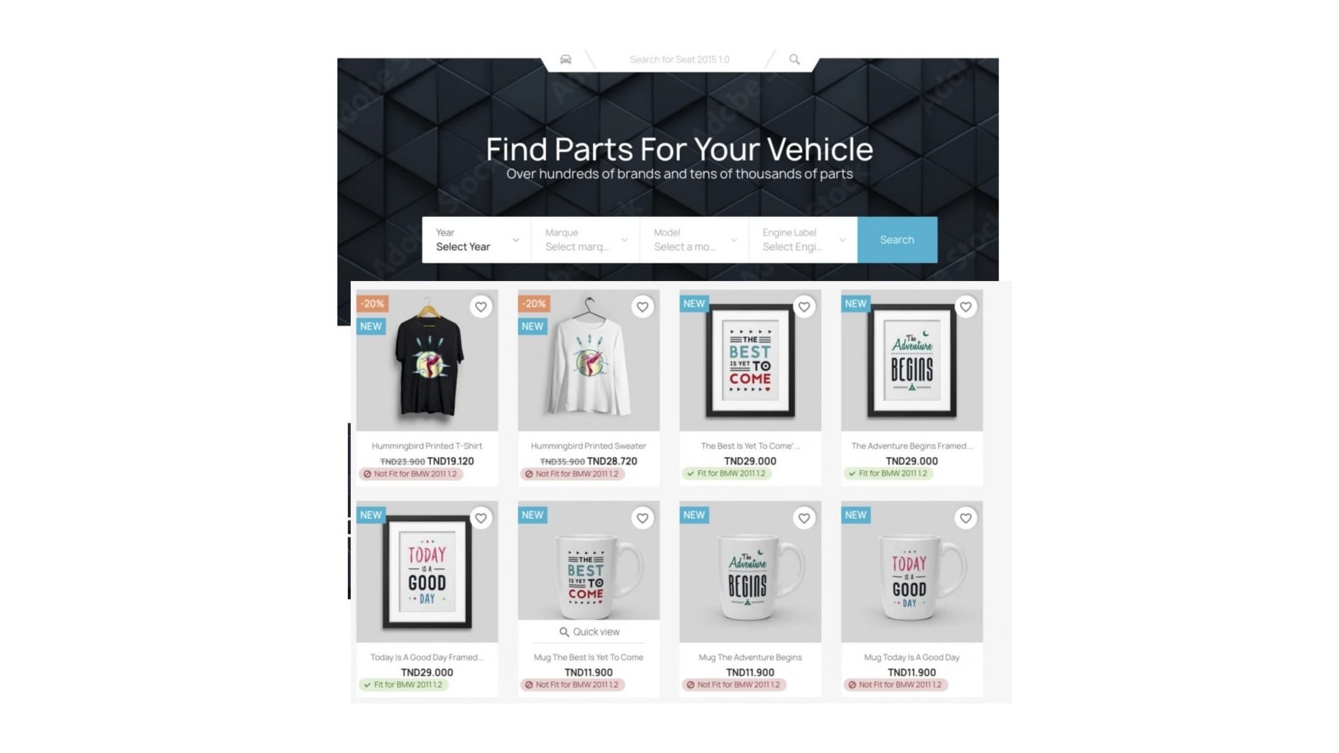 Rychlé vyhledávání kompatibilních autodílů a příslušenství