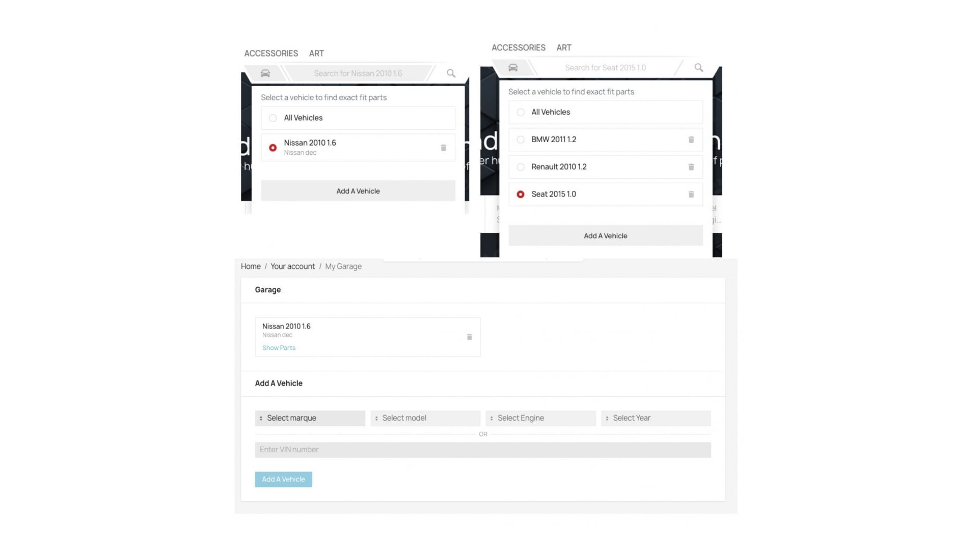 Rychlé vyhledávání kompatibilních autodílů a příslušenství