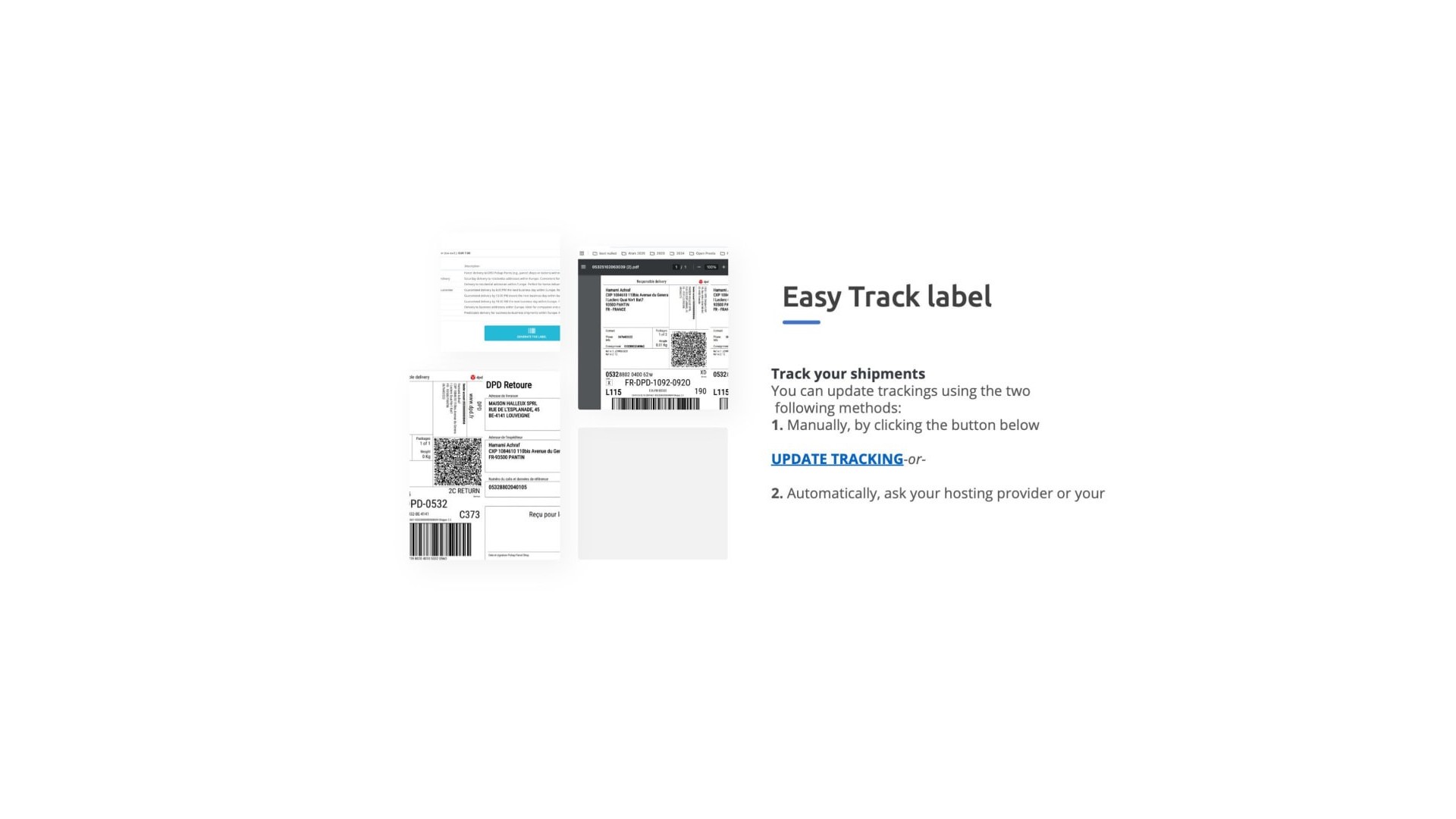 Funkce pro snadné generování štítků a sledování zásilek DPD