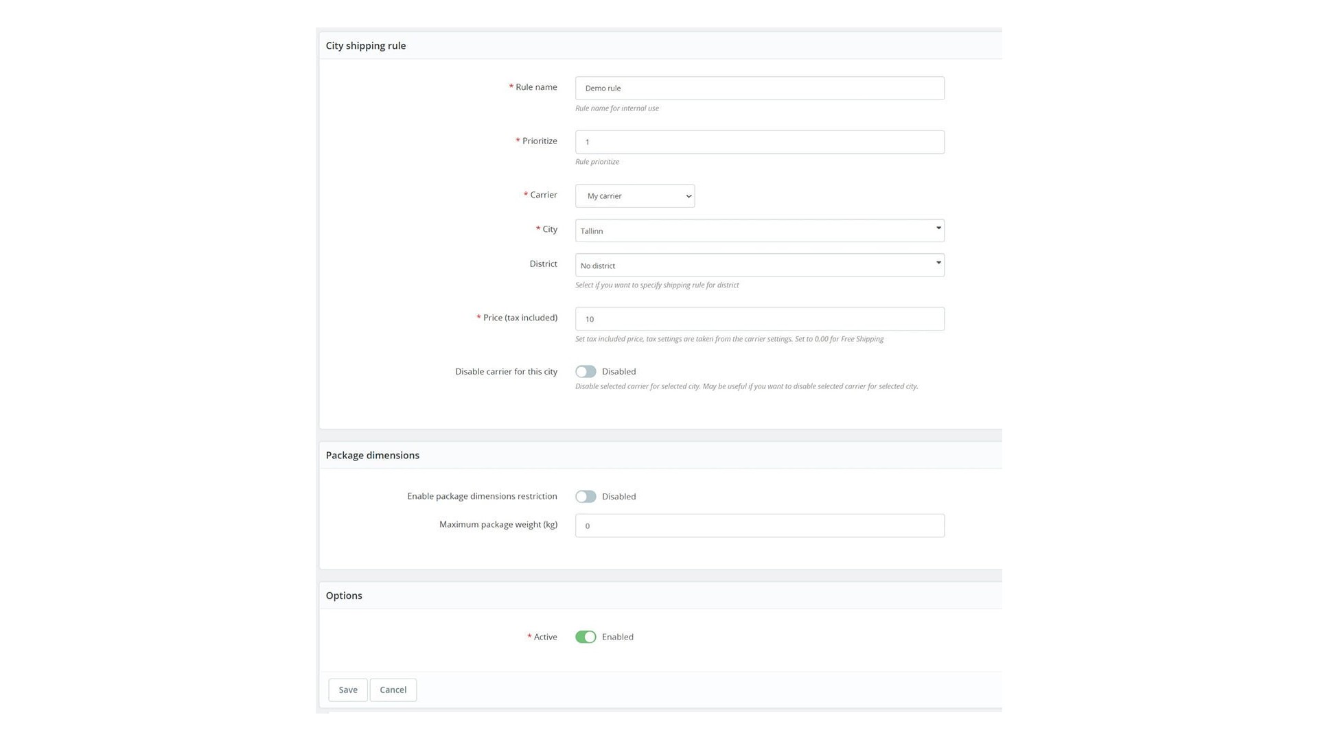 Funkce pro výběr města a náklady na dopravu