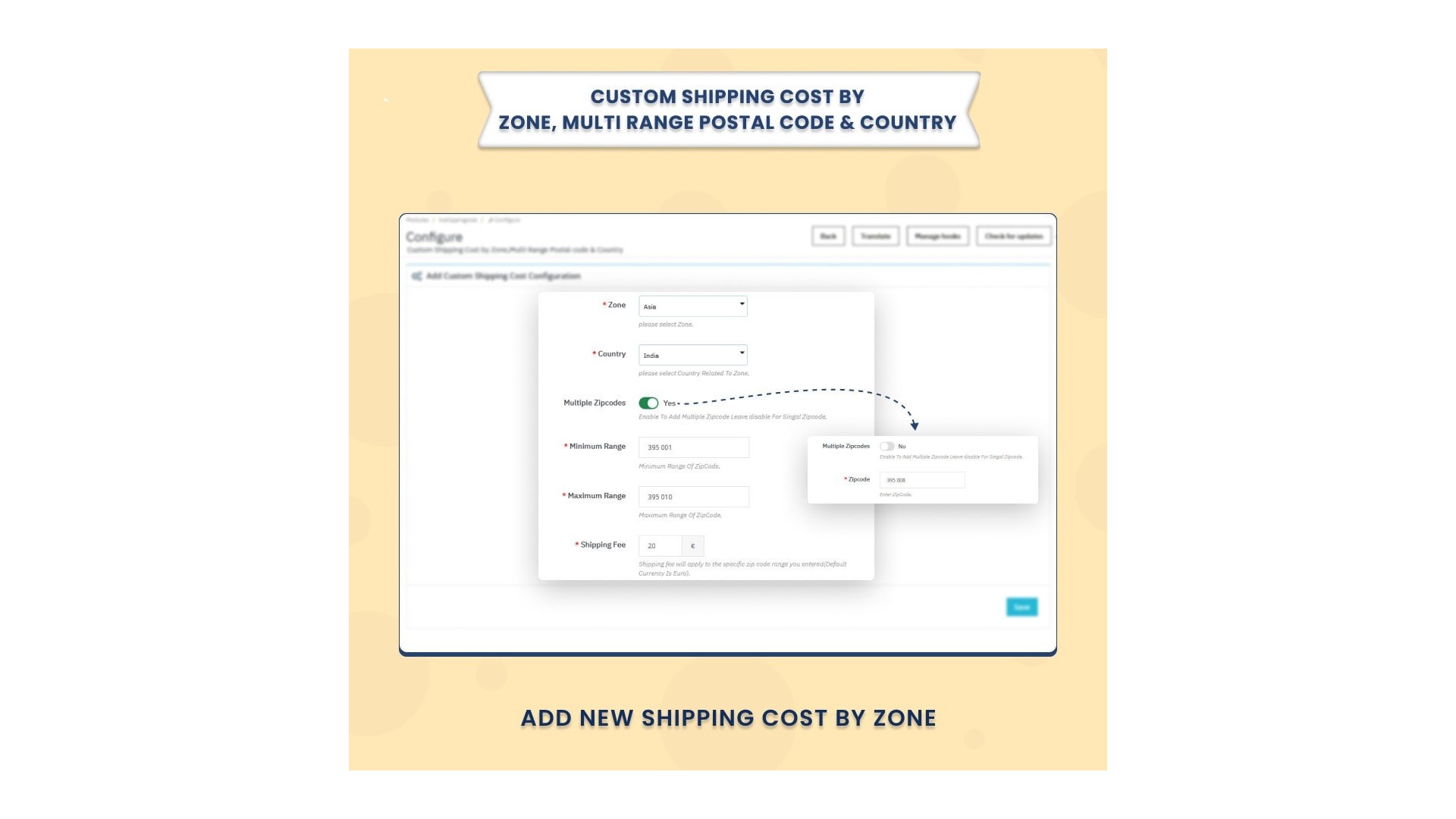 Funkce pro výpočet nákladů na dopravu podle zóny a PSČ