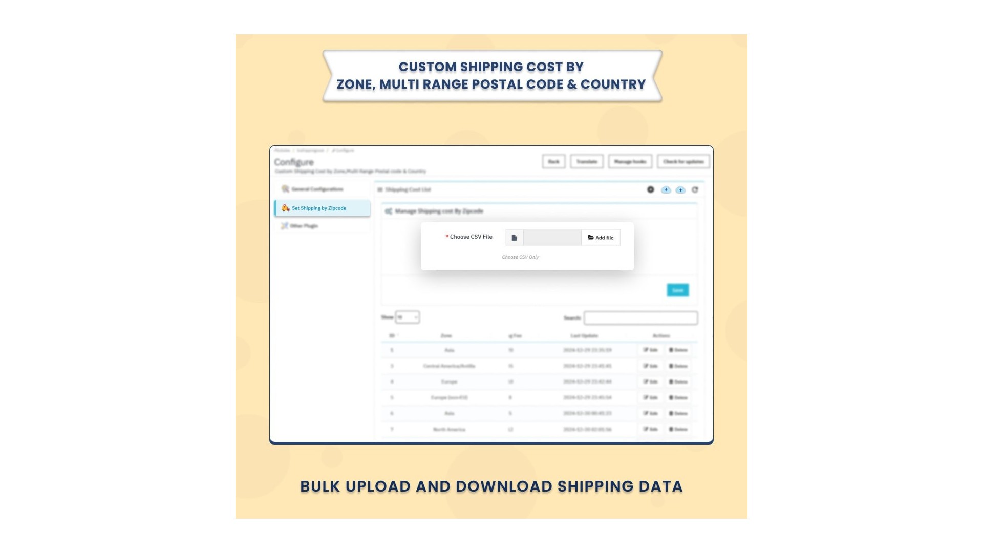 Funkce pro výpočet nákladů na dopravu podle zóny a PSČ