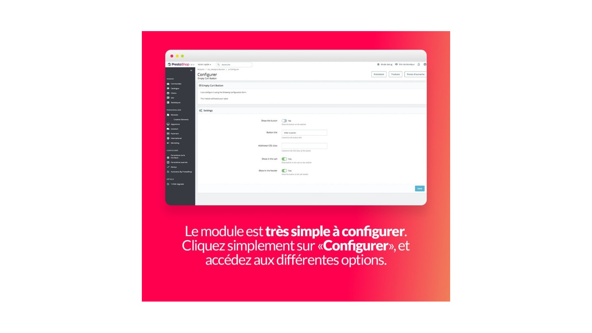 Tlačítko pro rychlé vyprázdnění košíku