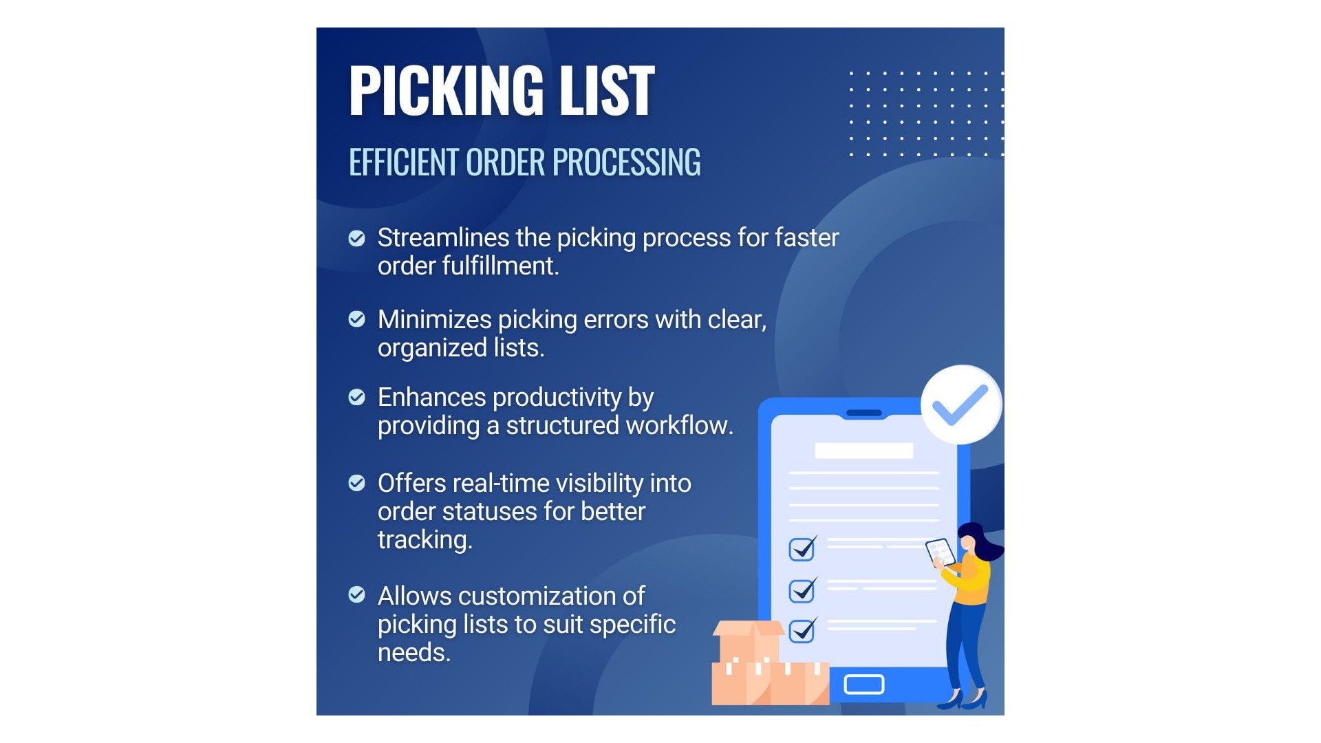 Funkce pro efektivní správu výběru a balení objednávek