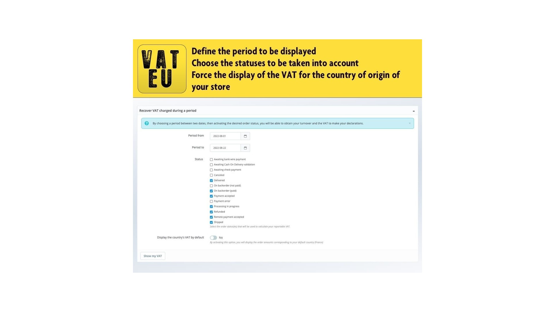 Jednoduchá funkce pro evropské VAT hlášení
