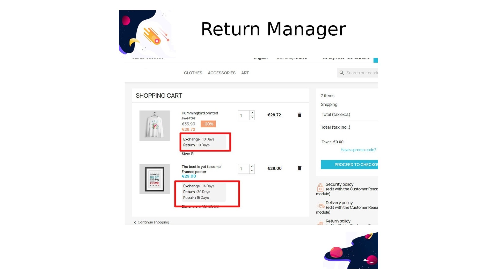 Jednoduchý manažer vrácení produktů s RMA funkcí