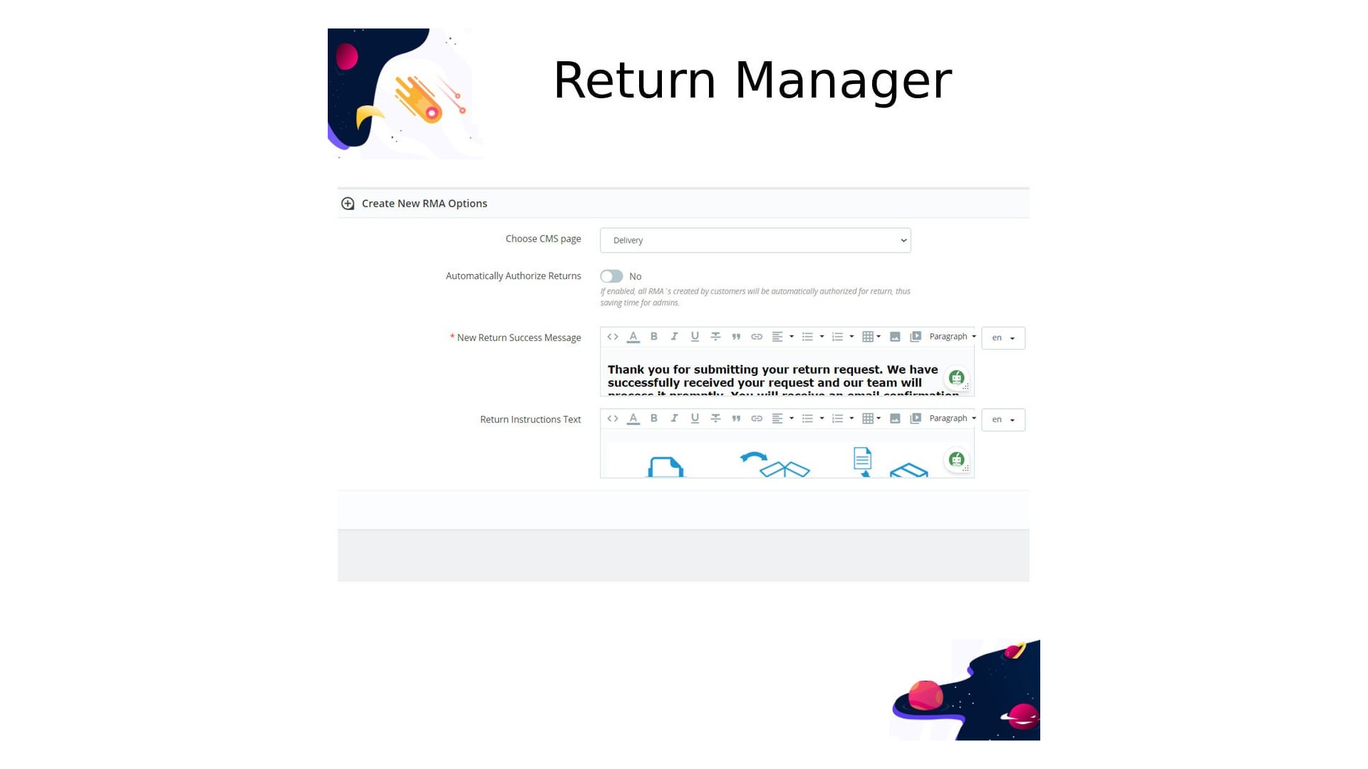 Jednoduchý manažer vrácení produktů s RMA funkcí