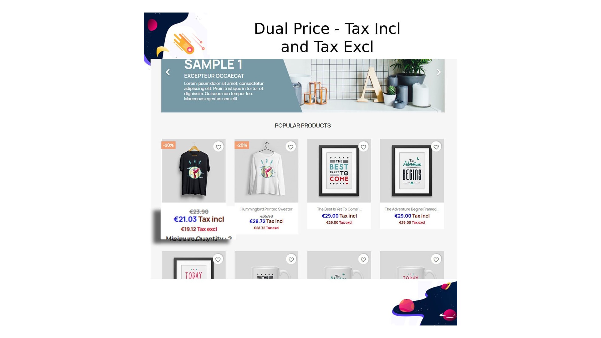 Funkce dvojího zobrazení cen s daní a bez daně