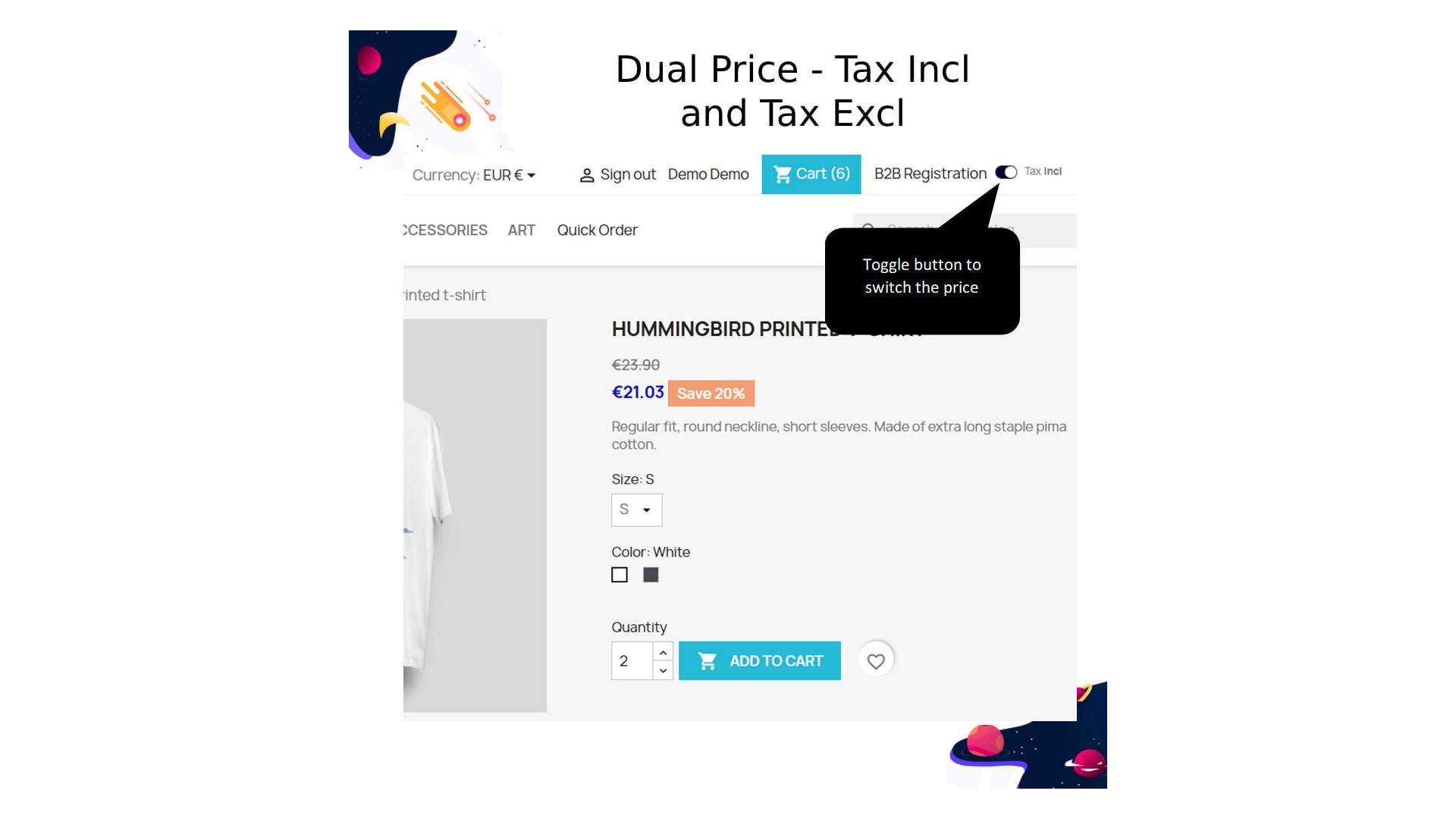 Funkce dvojího zobrazení cen s daní a bez daně