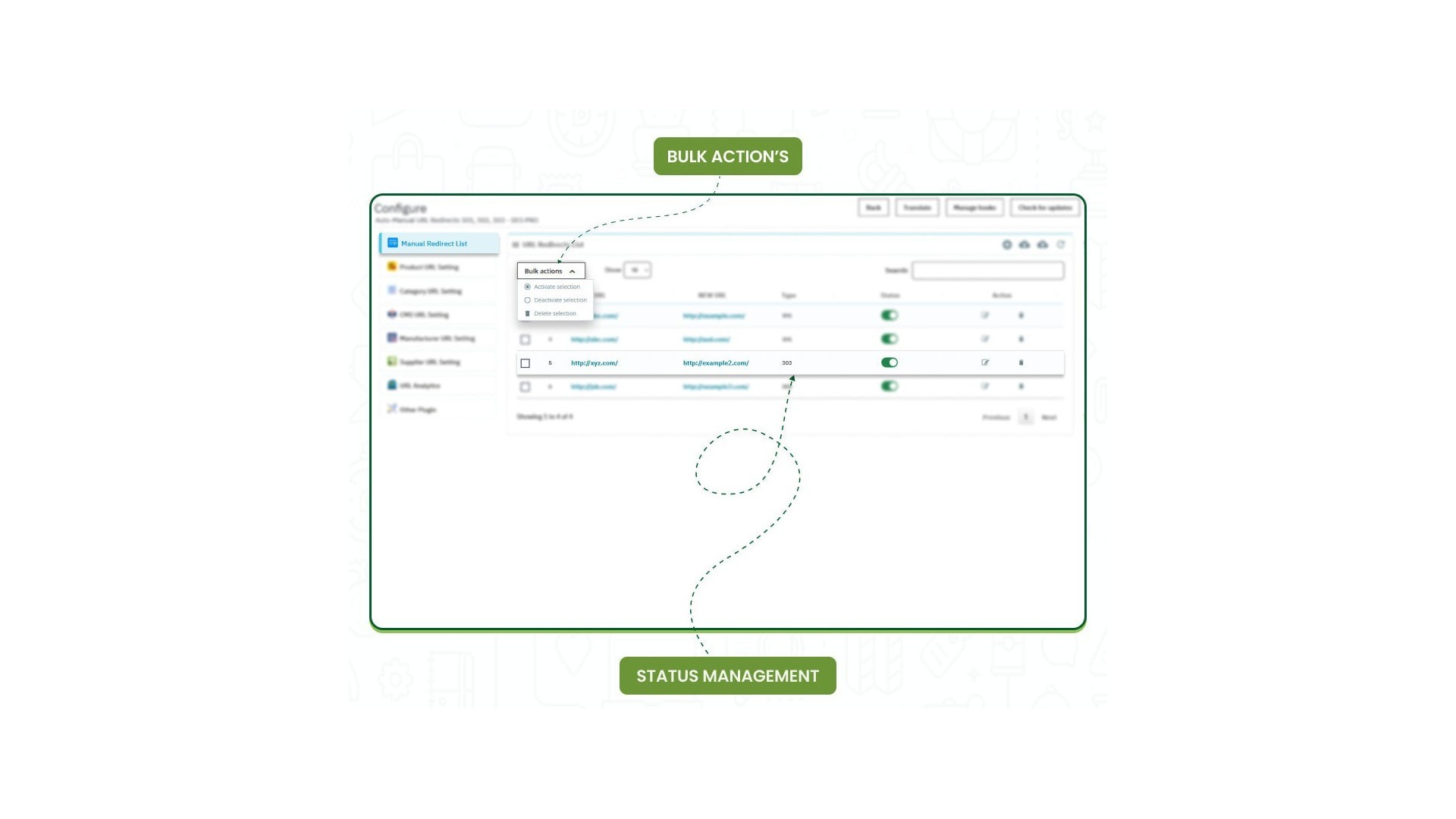 Funkce pro automatické a manuální přesměrování URL 301, 302, 303