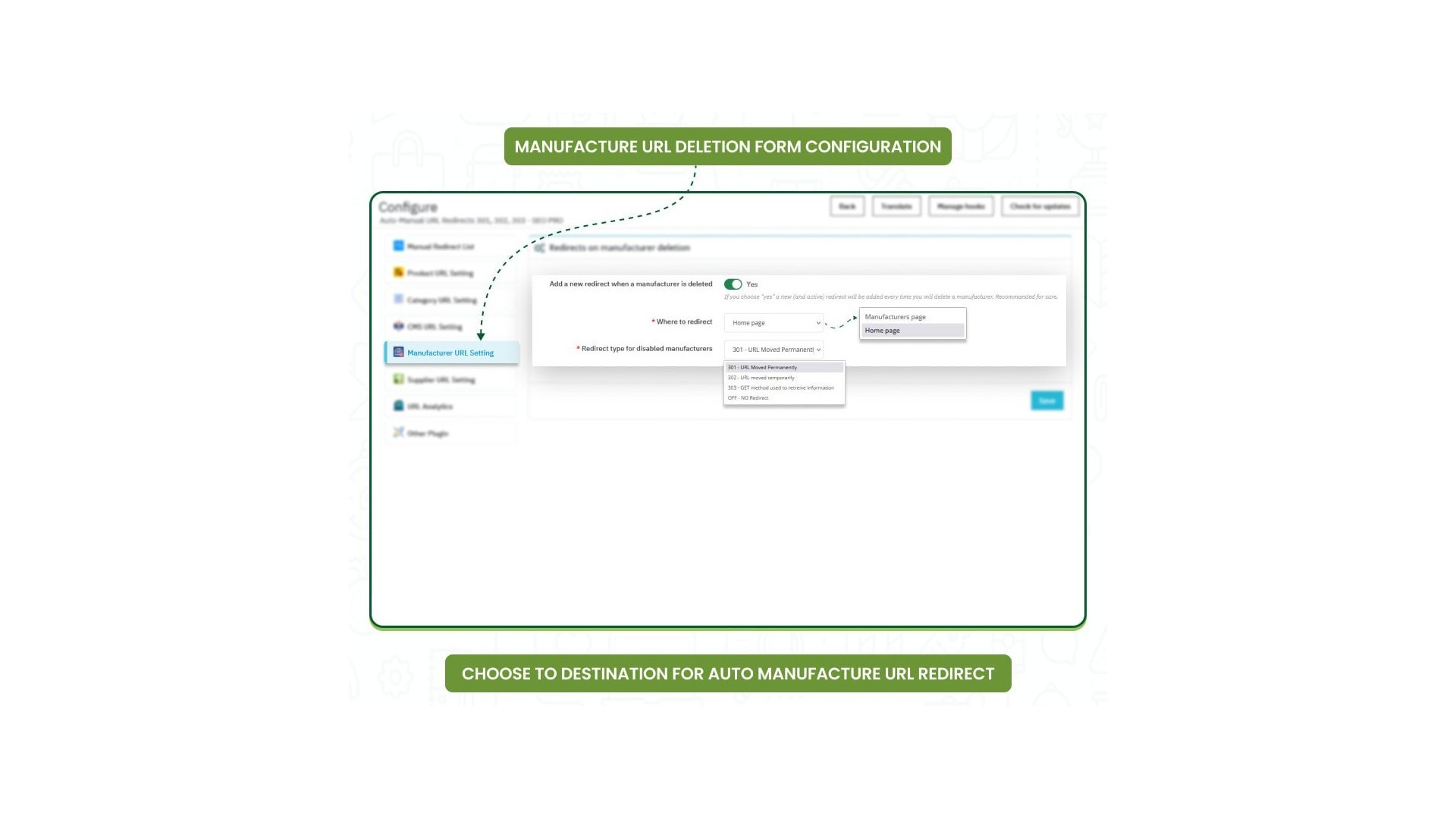 Funkce pro automatické a manuální přesměrování URL 301, 302, 303