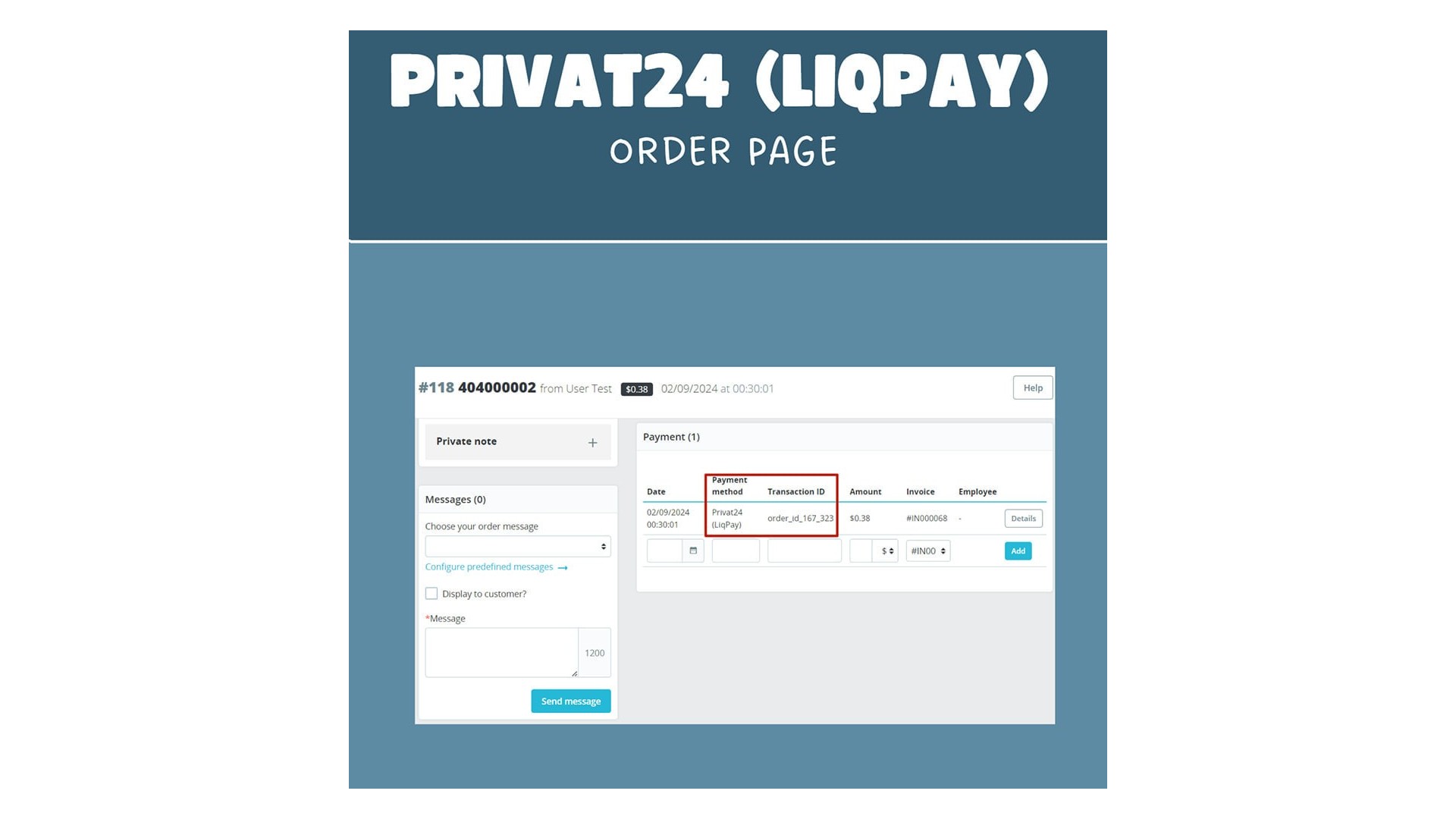 Funkce pro platby přes Privat24 (LiqPay) v obchodě