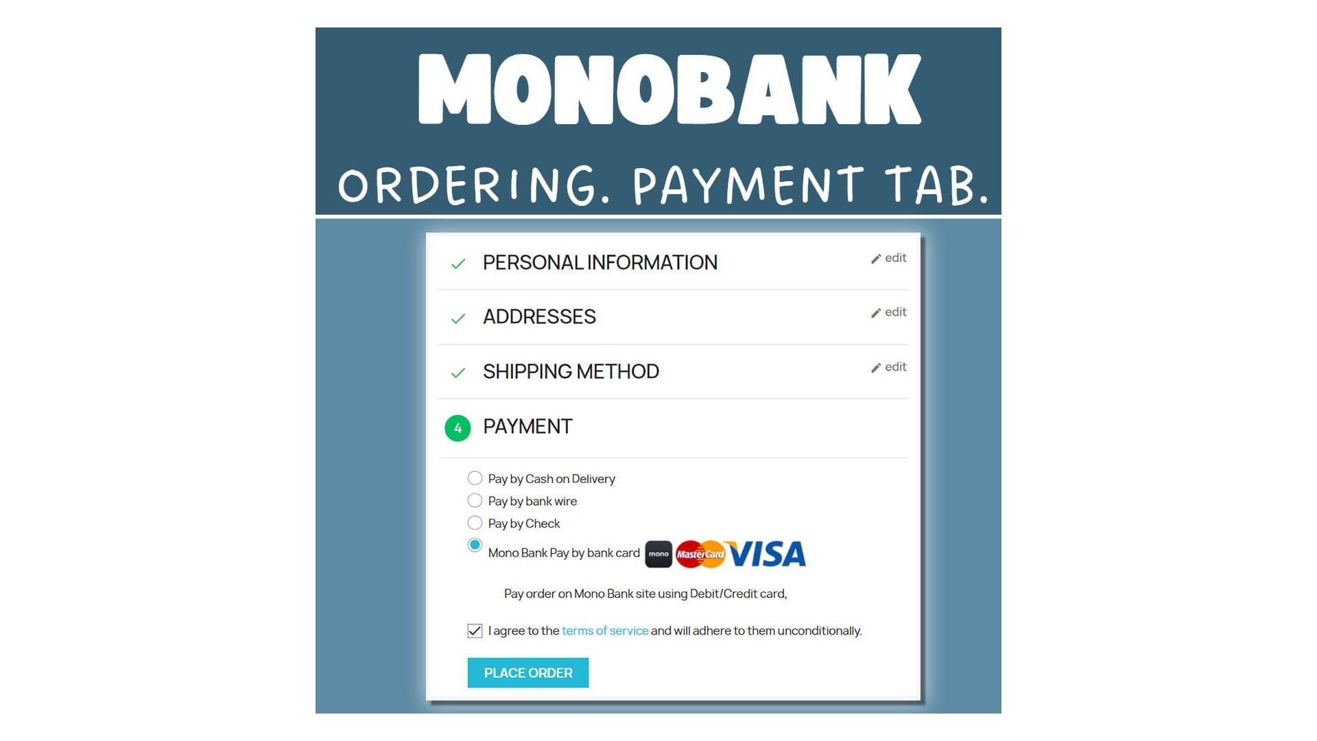 Funkce pro snadné platby přes Monobank na e-shopu