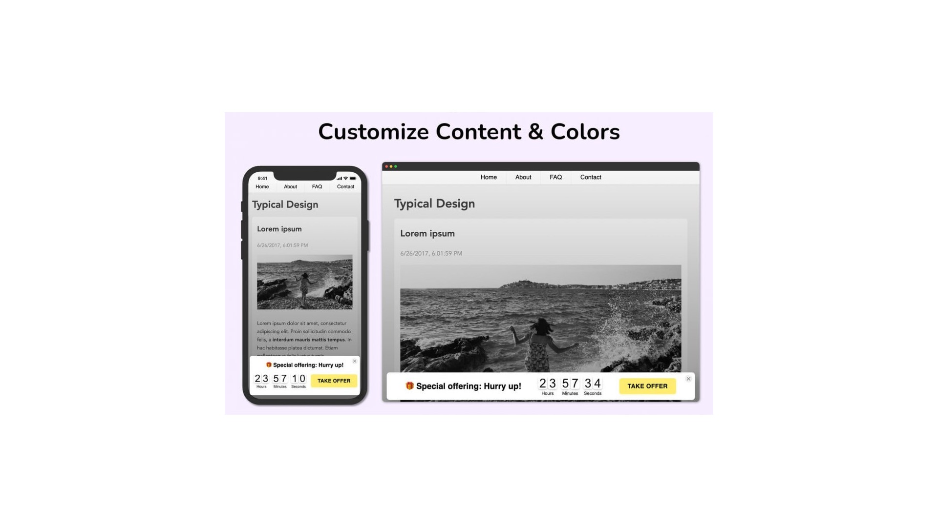 Časovač s odpočtem pro zvýšení prodeje a oznámení